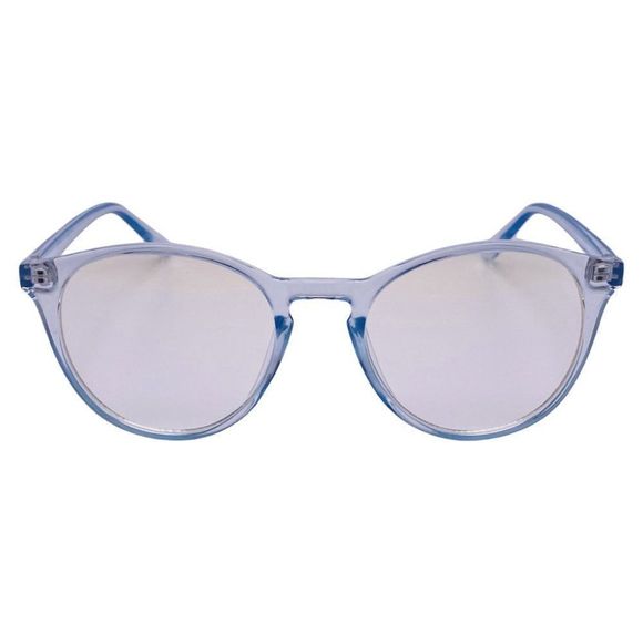6141 | Blue Round Clear Lens Blue Light Blocking Glasses - Picture 1 of 5